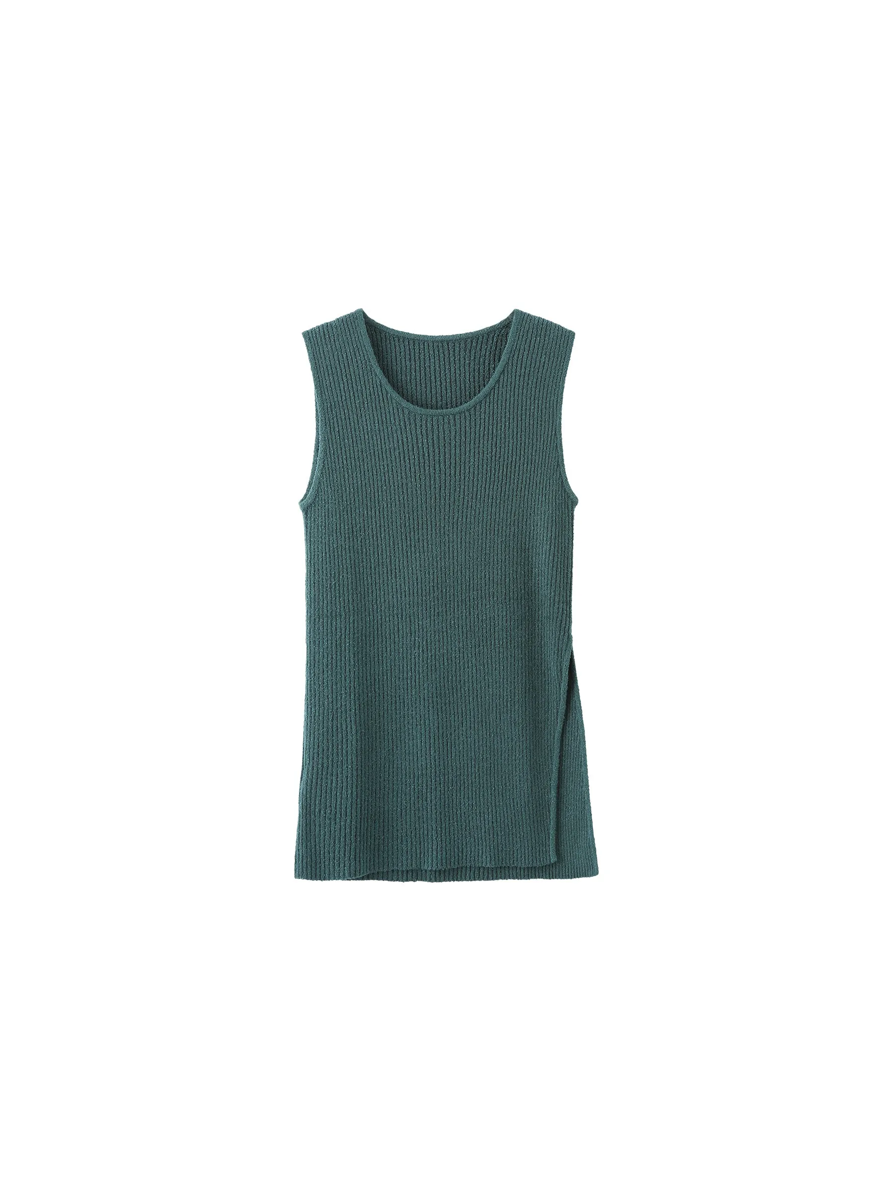 Sleeveless Slitted Thin Knit Top