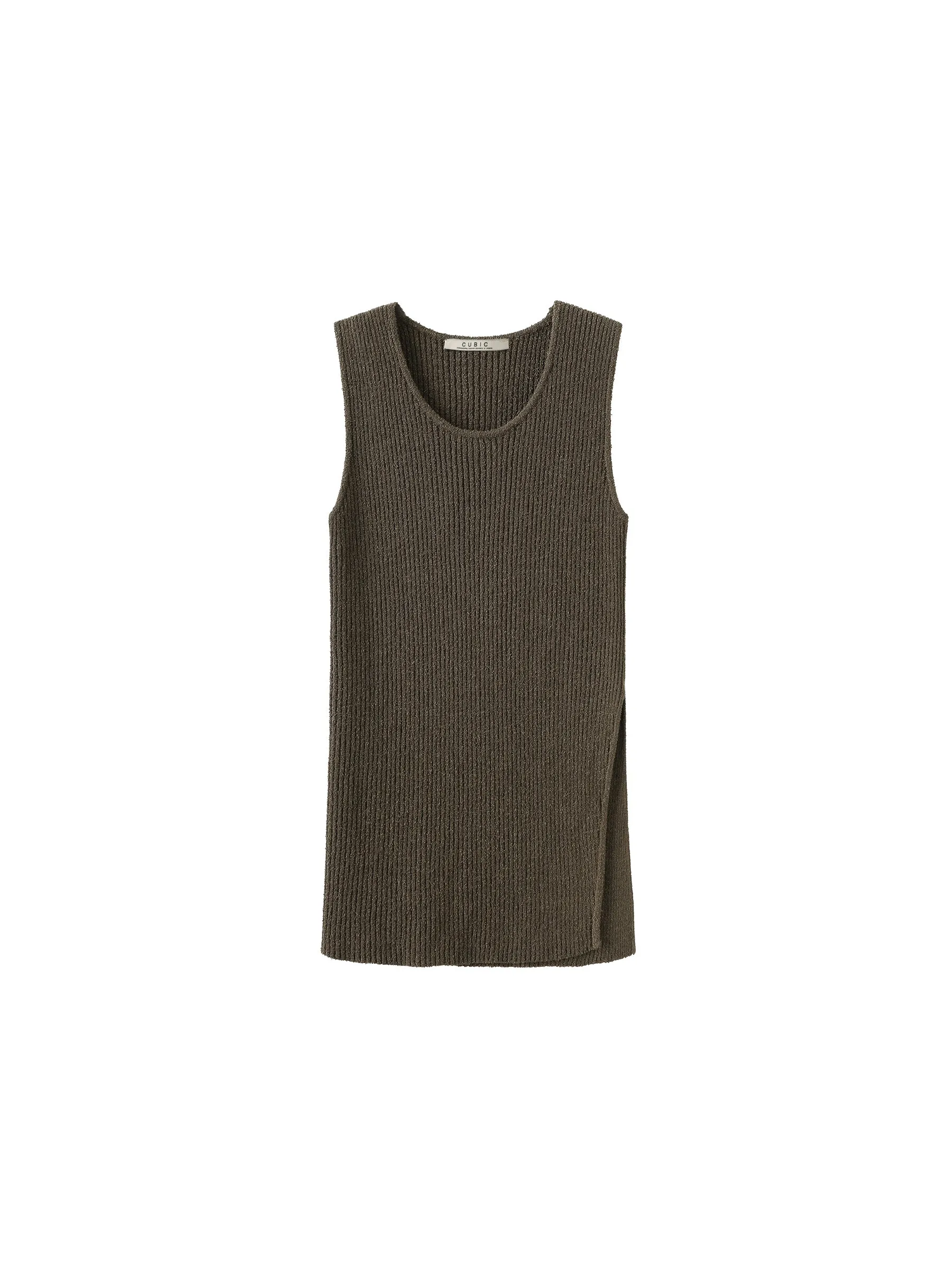 Sleeveless Slitted Thin Knit Top