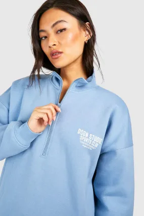 Sports Club Slogan Half Zip Sweater