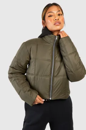 Square Quilted Crop Puffer Jacket