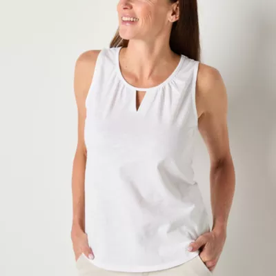 St. John's Bay Womens Keyhole Neck Sleeveless Tank Top