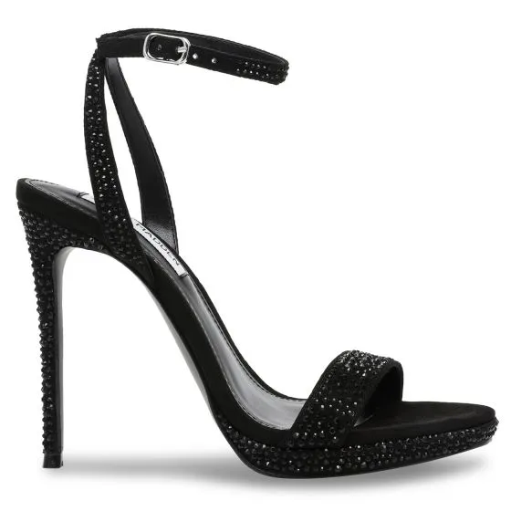 Steve Madden Wordly-R Black Crystal Sandals