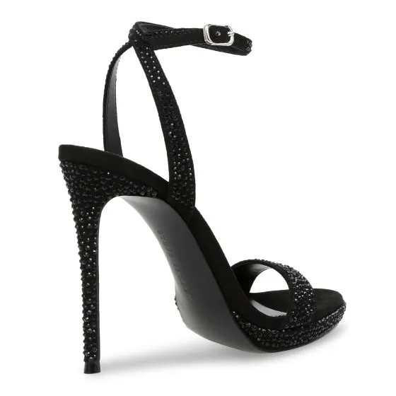 Steve Madden Wordly-R Black Crystal Sandals