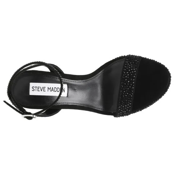 Steve Madden Wordly-R Black Crystal Sandals