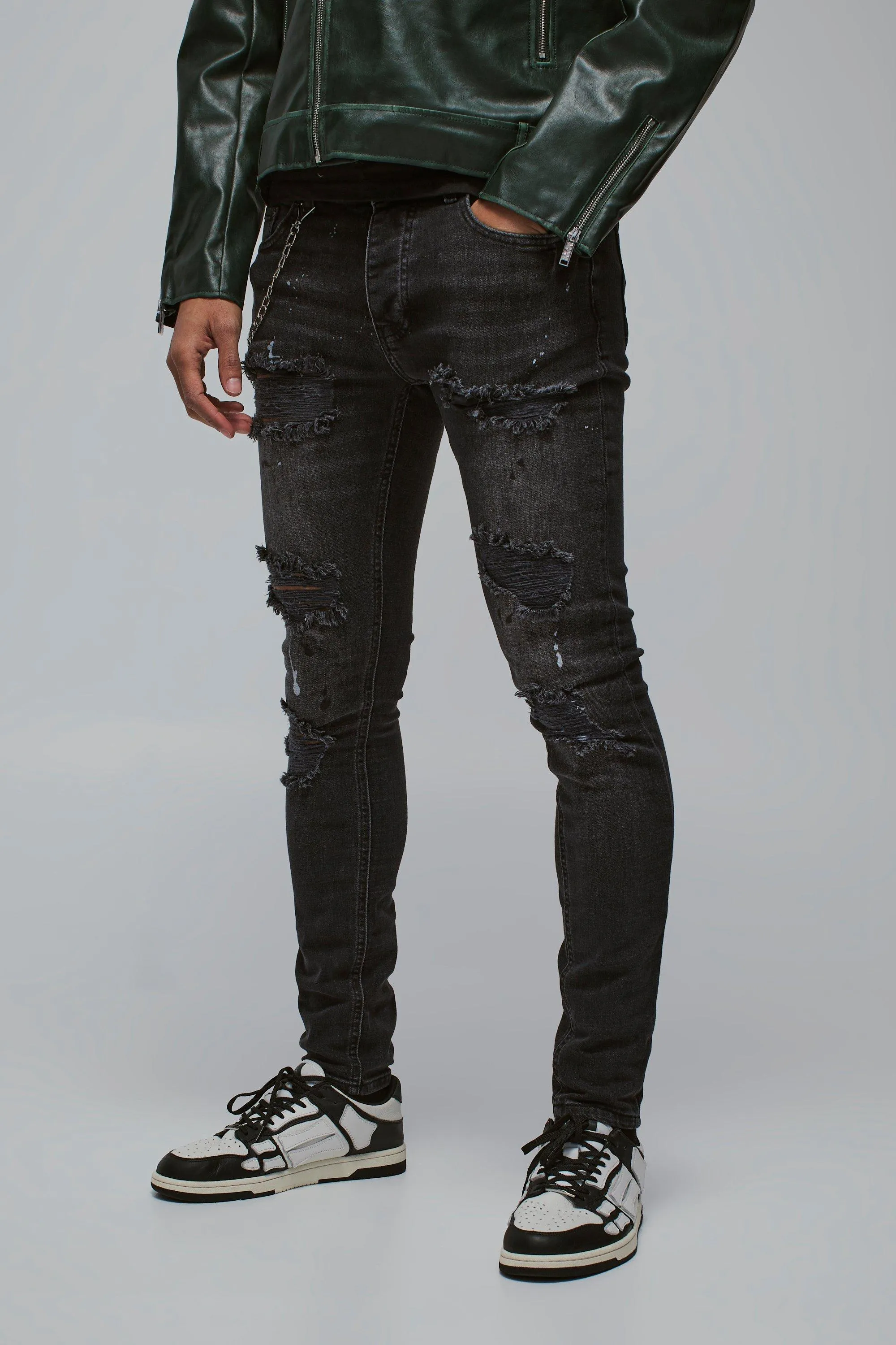 Super Skinny Stretch Rip & Repair Denim Jeans