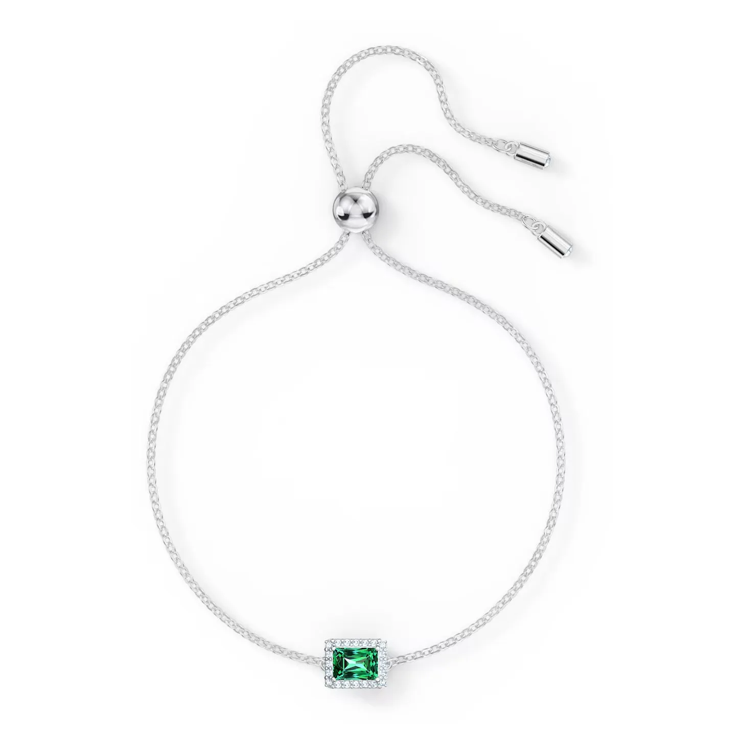 Swarovski Angelic bracelet Rectangular, Green, Rhodium plated, M -5559836