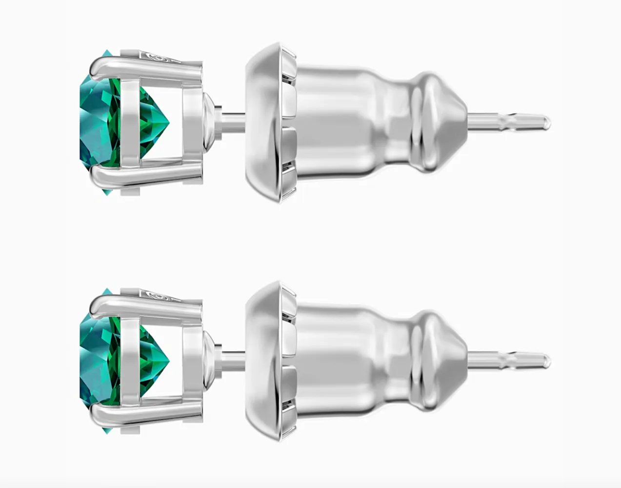 Swarovski ATTRACT STUD PIERCED EARRINGS, Green, Rhodium -5512384