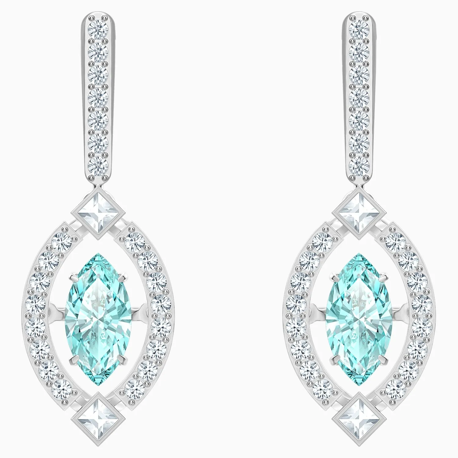 Swarovski SPARKLING DANCE PIERCED EARRINGS, Green, Rhodium -5485723