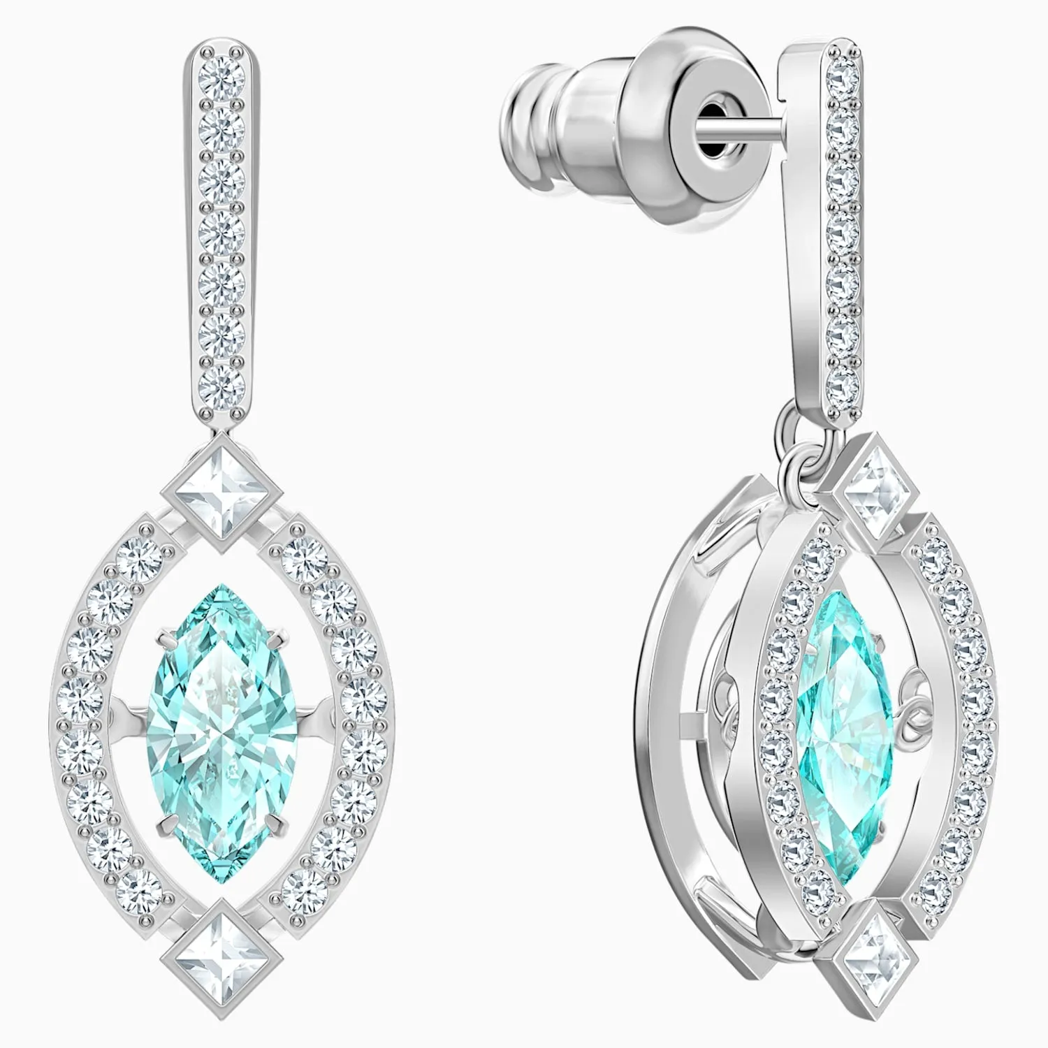 Swarovski SPARKLING DANCE PIERCED EARRINGS, Green, Rhodium -5485723