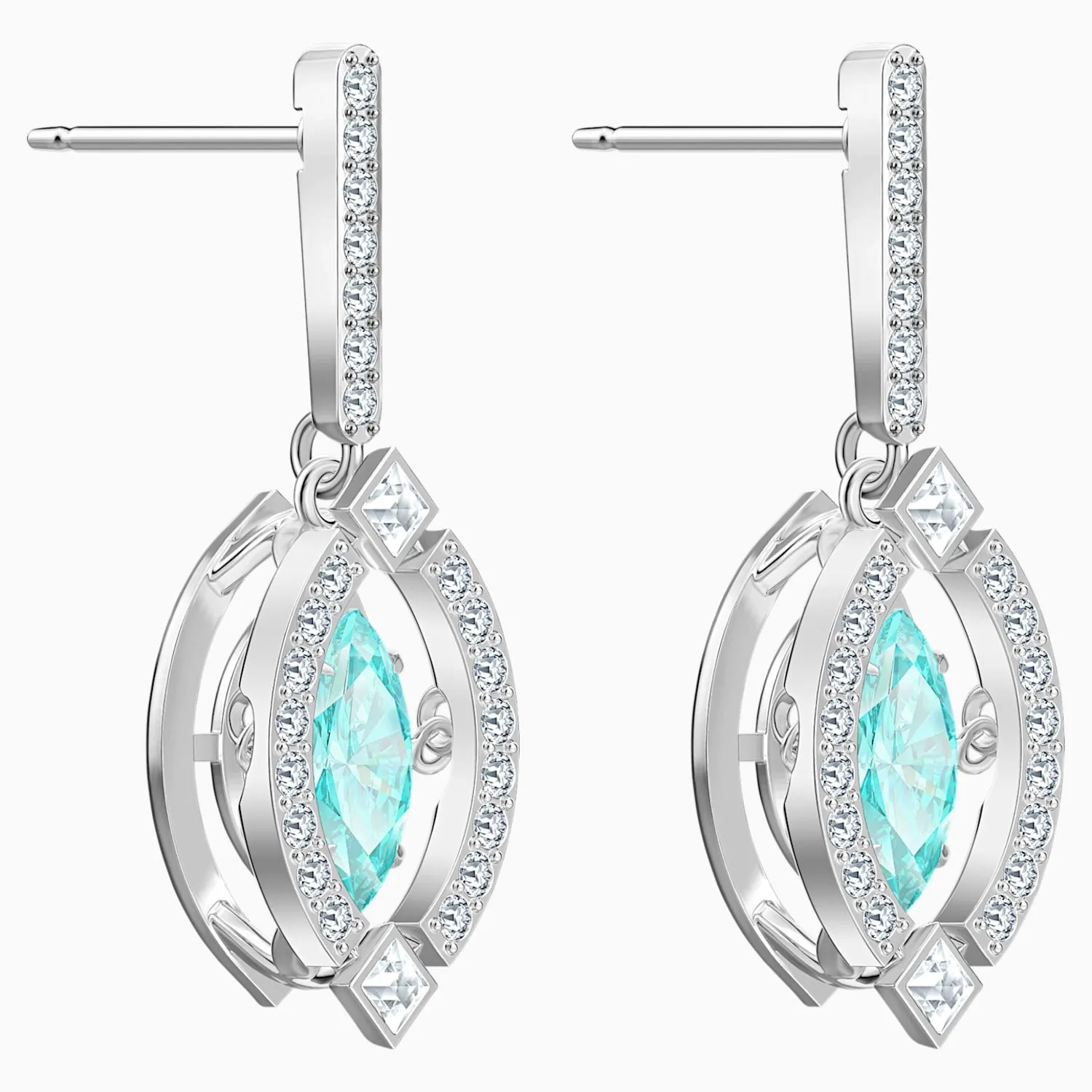 Swarovski SPARKLING DANCE PIERCED EARRINGS, Green, Rhodium -5485723