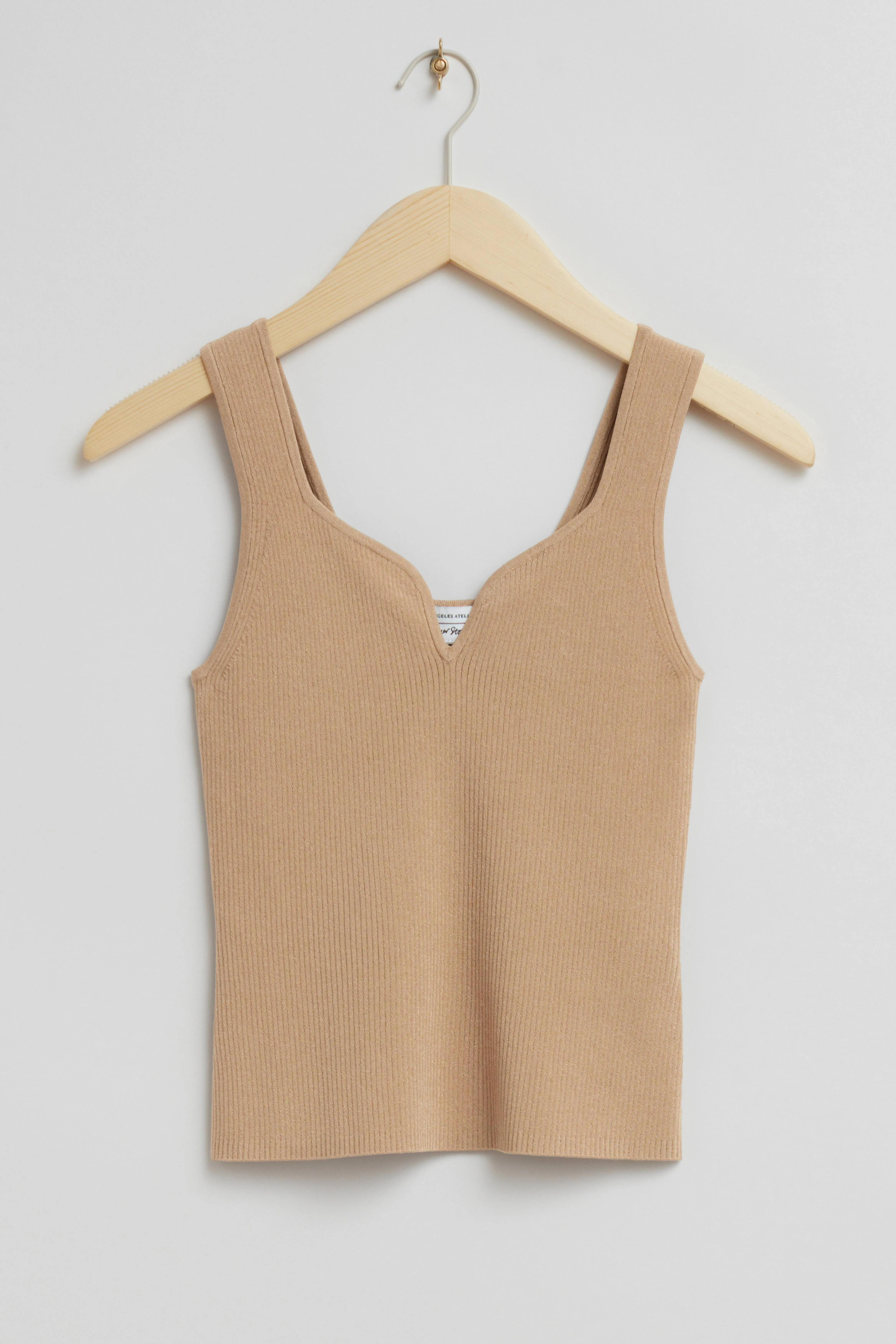 Sweetheart-Neck Tank Top - Sweetheart neckline - Sleeveless - Dusty Beige - Ladies | H&M GB