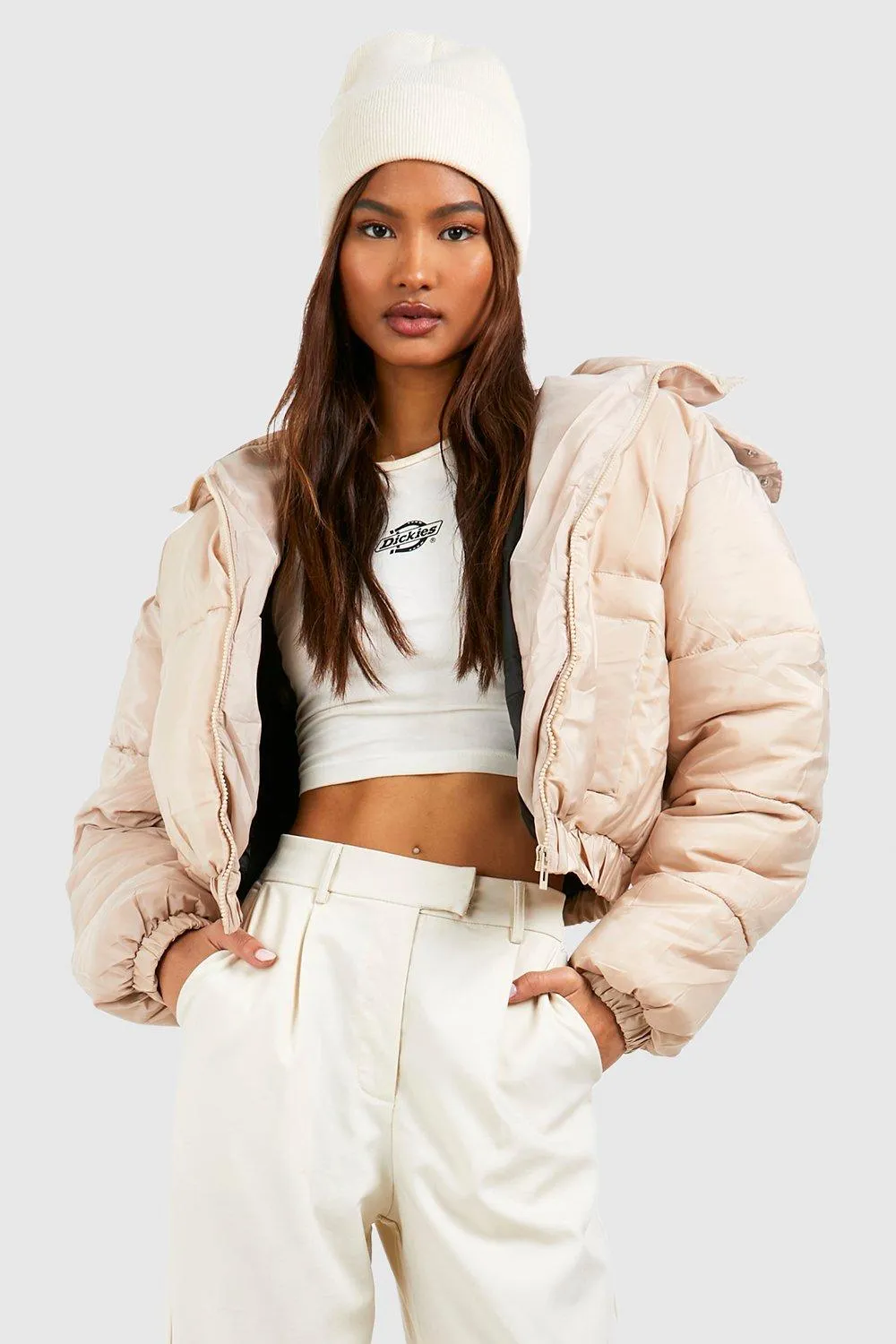 Tall Hooded Crop Puffer Jacket