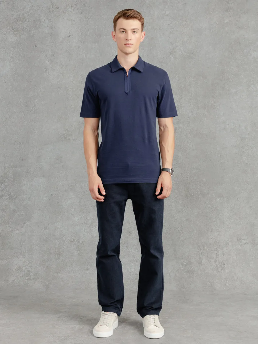 The Ashley Zip Polo - Ink