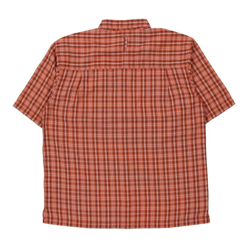 The North Face Checked Short Sleeve Shirt - Medium Orange Polyester Blend