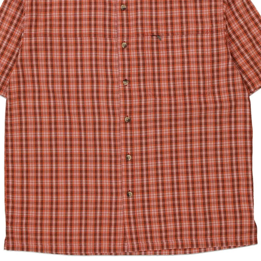 The North Face Checked Short Sleeve Shirt - Medium Orange Polyester Blend