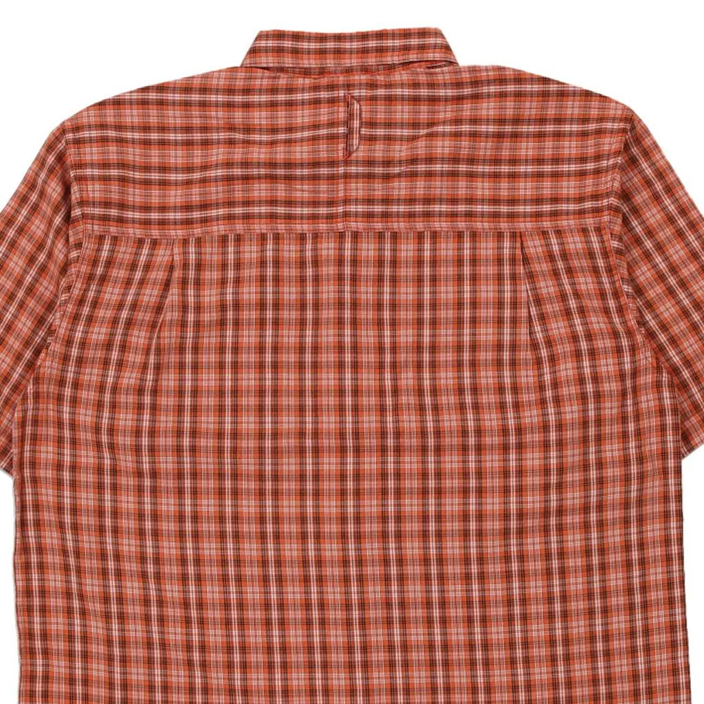 The North Face Checked Short Sleeve Shirt - Medium Orange Polyester Blend