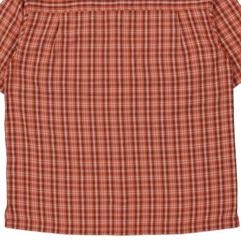 The North Face Checked Short Sleeve Shirt - Medium Orange Polyester Blend