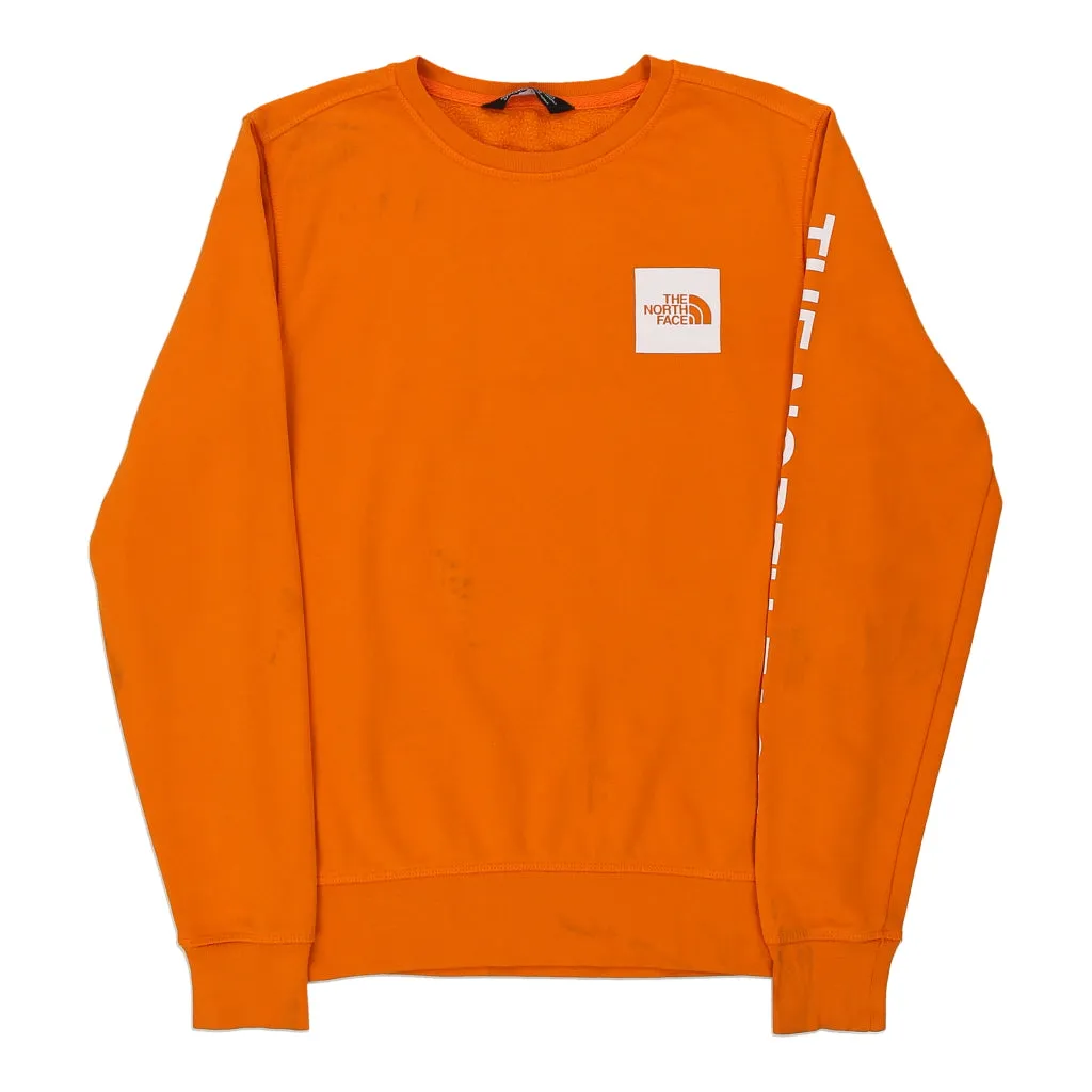 The North Face Spellout Sweatshirt - XS Orange Cotton Blend