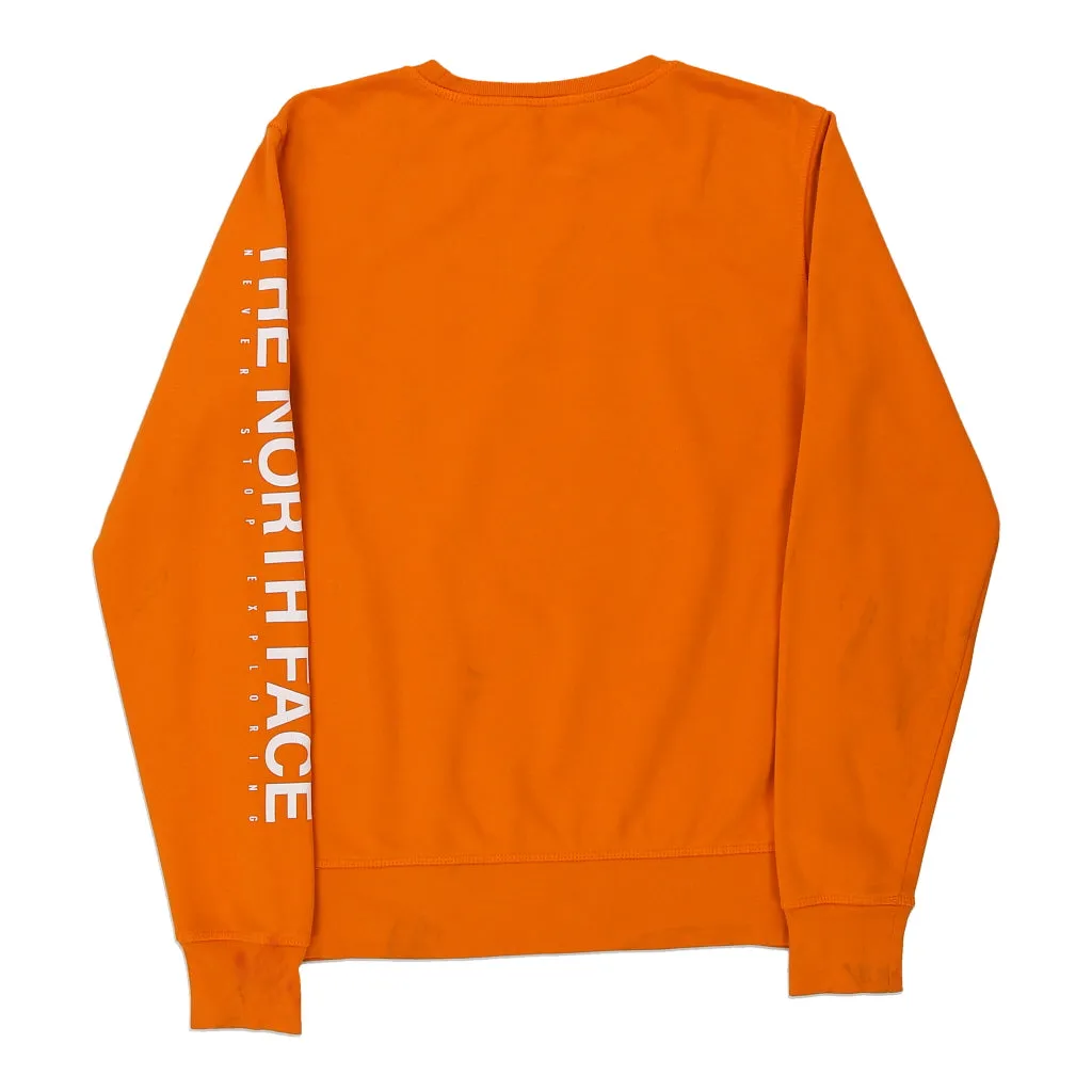 The North Face Spellout Sweatshirt - XS Orange Cotton Blend