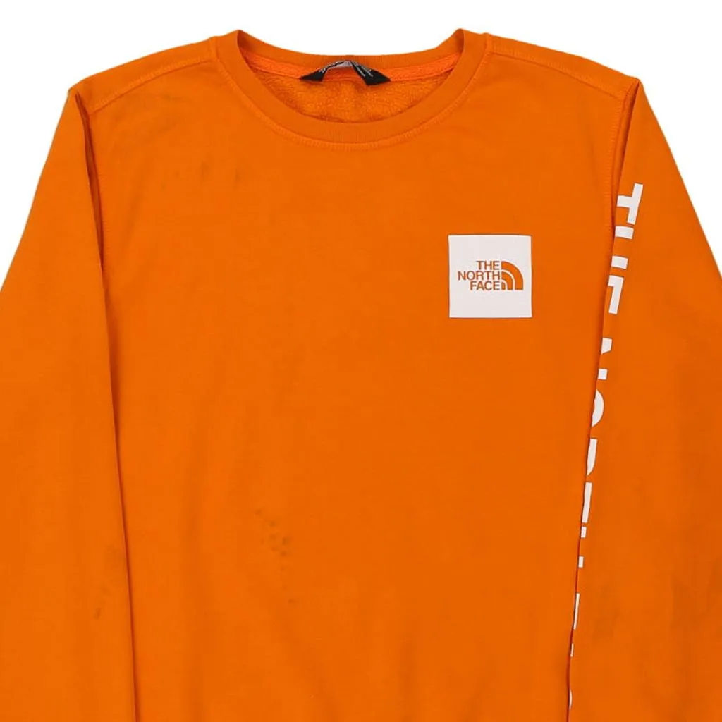 The North Face Spellout Sweatshirt - XS Orange Cotton Blend