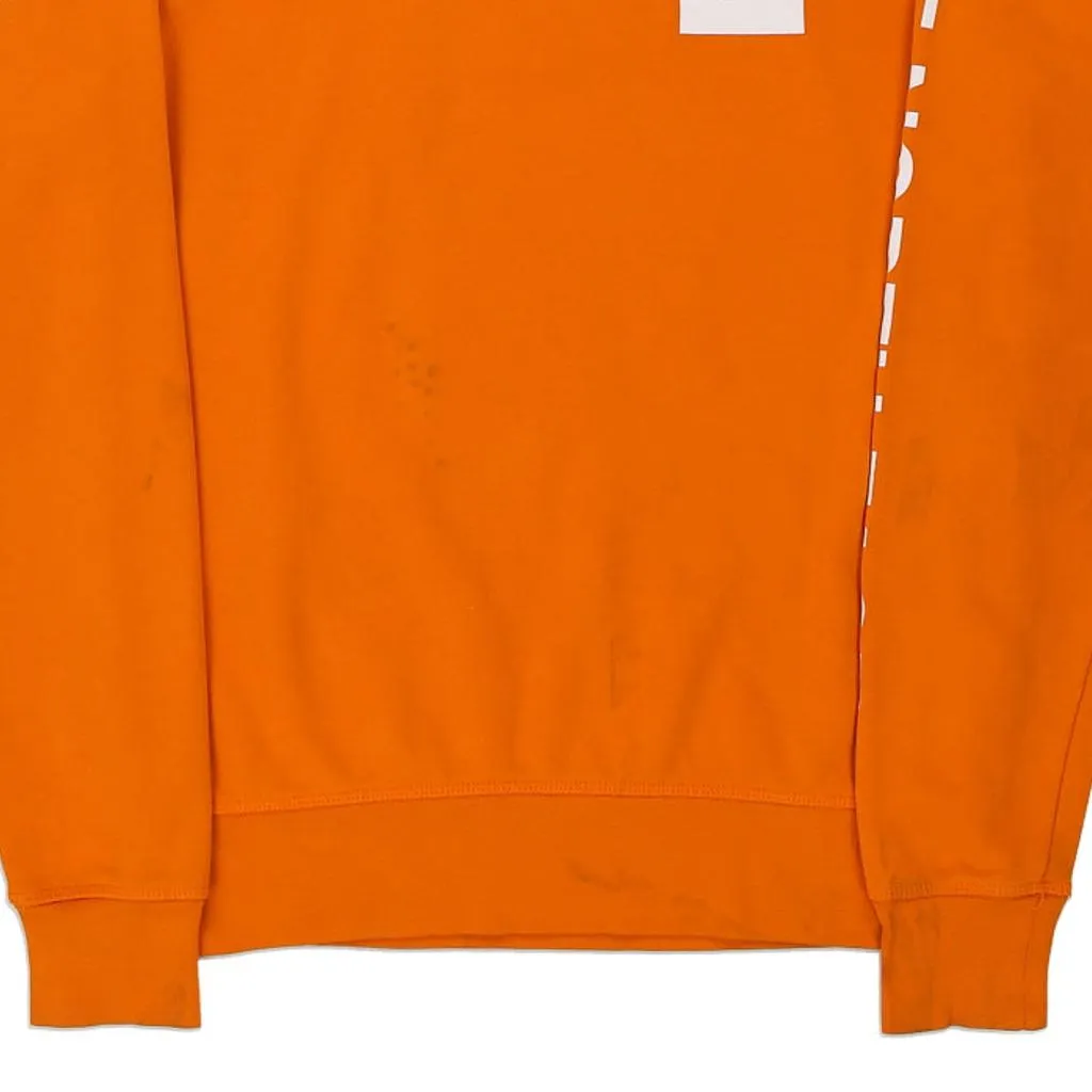 The North Face Spellout Sweatshirt - XS Orange Cotton Blend