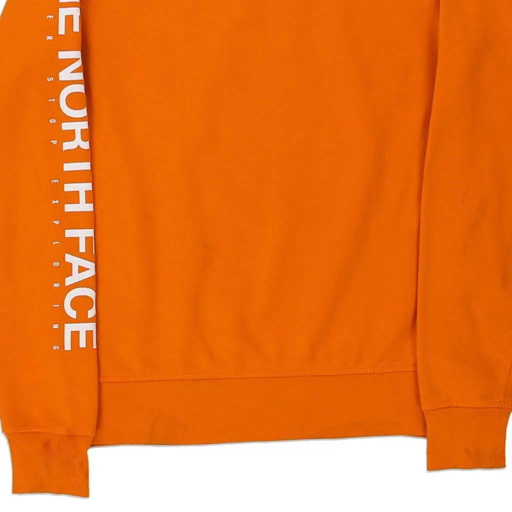 The North Face Spellout Sweatshirt - XS Orange Cotton Blend