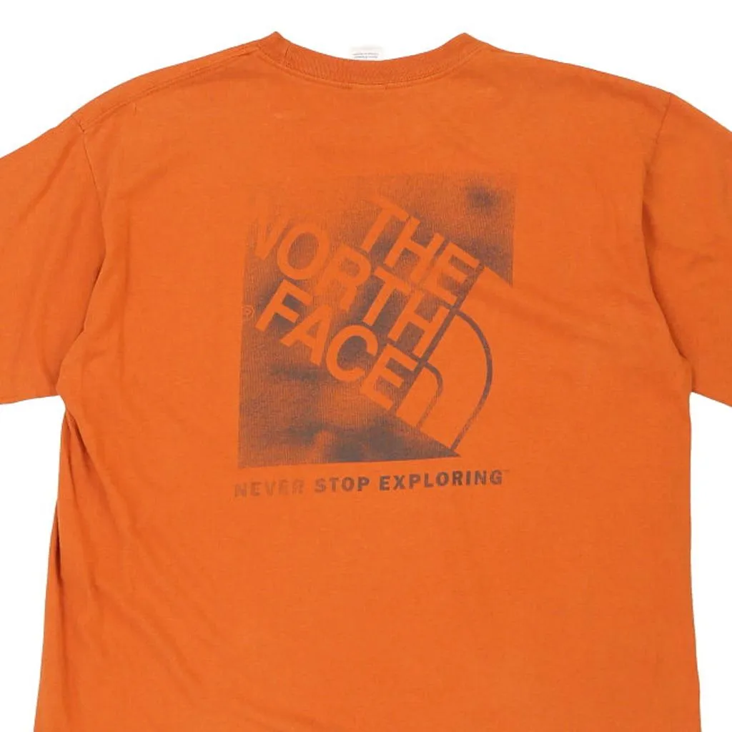 The North Face Spellout T-Shirt - Large Orange Cotton