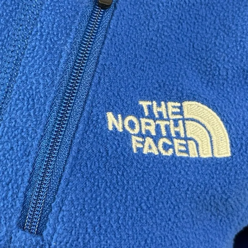 The North Face Women's Blue Fleece Zip Up High Neck Thumbholes Bomber Jacket  S