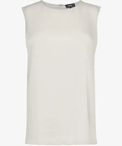 Theory Womens Platinum Straight Shell sleeveless silk-crepe top