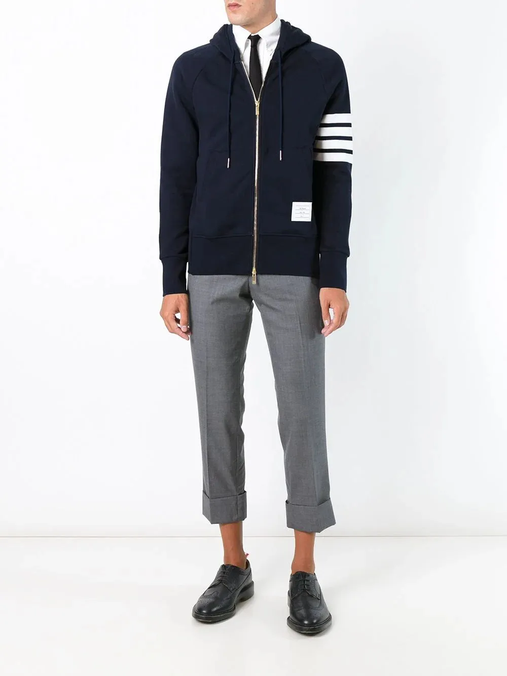 Thom Browne 4-Bar jersey zip-up hoodie Dark blue