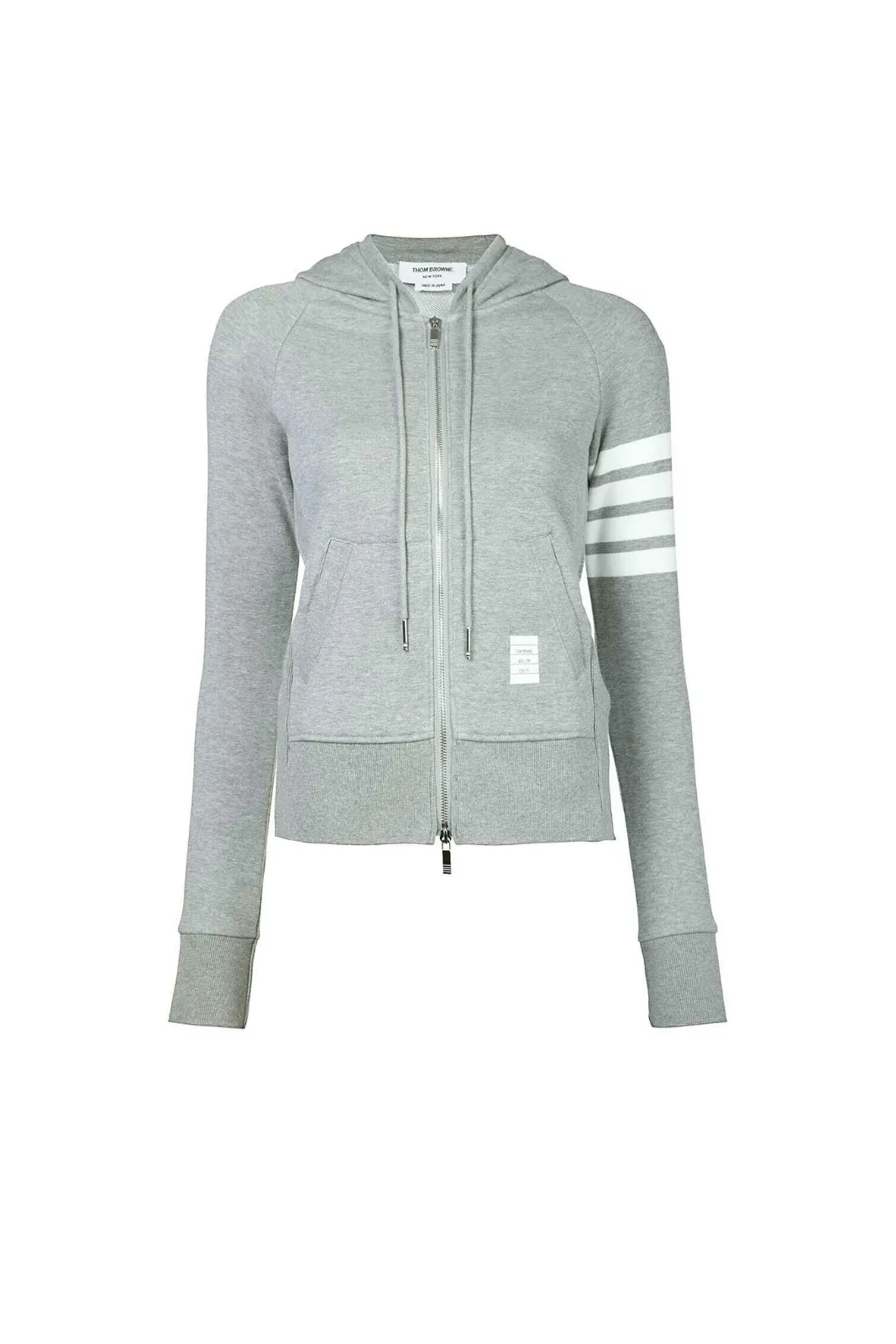 Thom Browne 4-Bar striped cotton hoodie grey