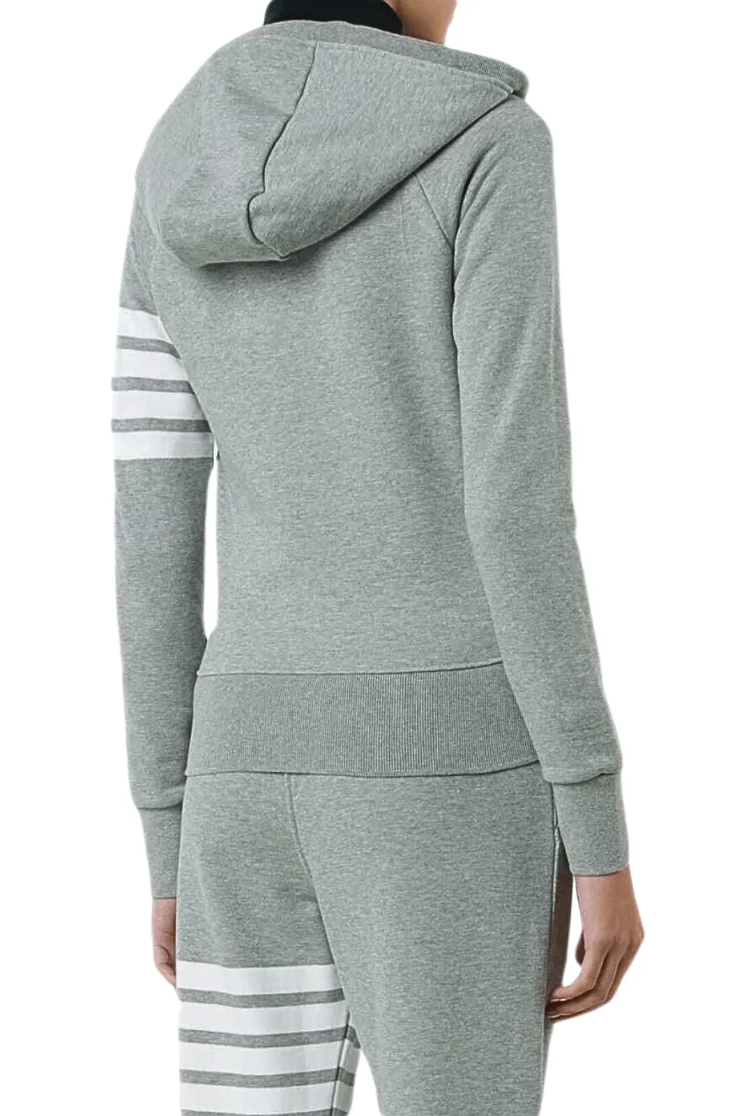 Thom Browne 4-Bar striped cotton hoodie grey