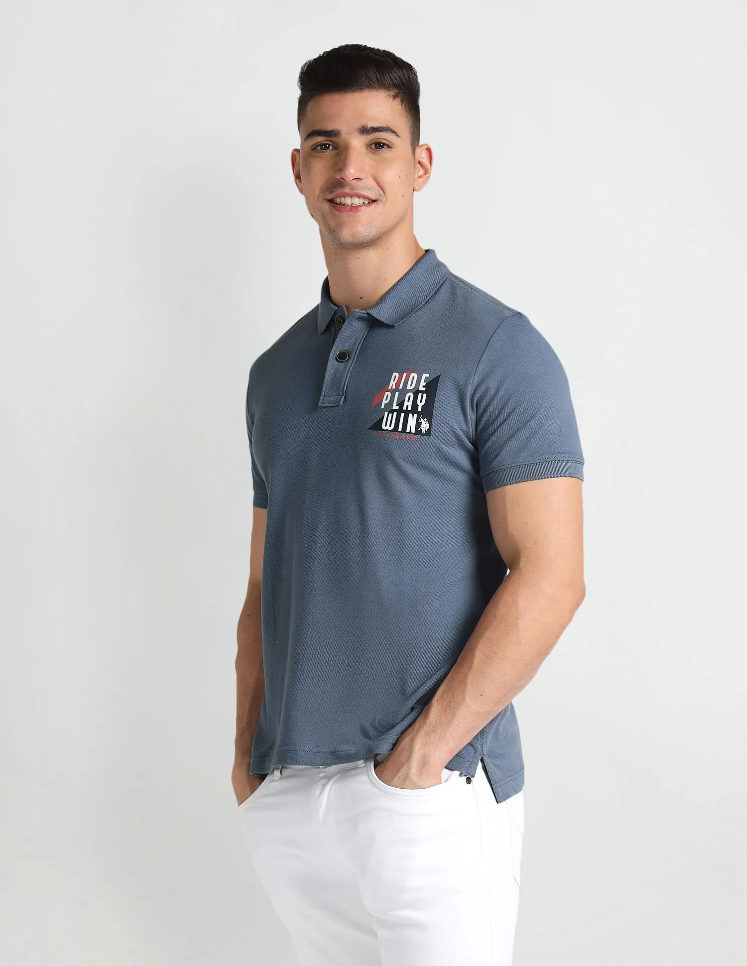 U.S. Polo Assn. Denim Co. Graphic Logo Muscle Fit Polo Shirt