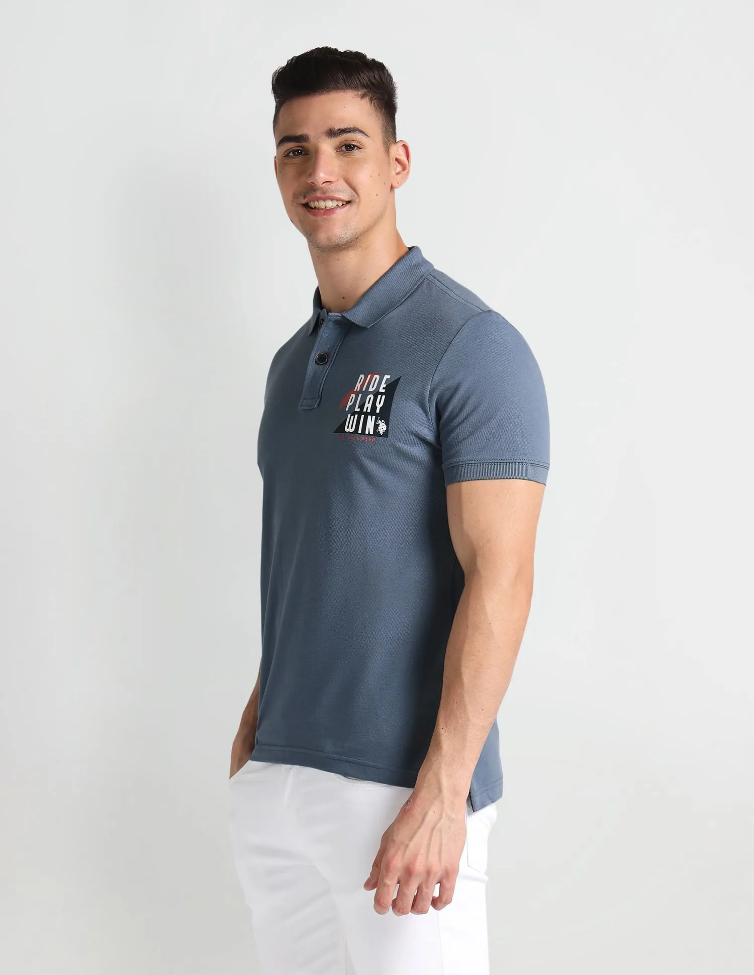 U.S. Polo Assn. Denim Co. Graphic Logo Muscle Fit Polo Shirt