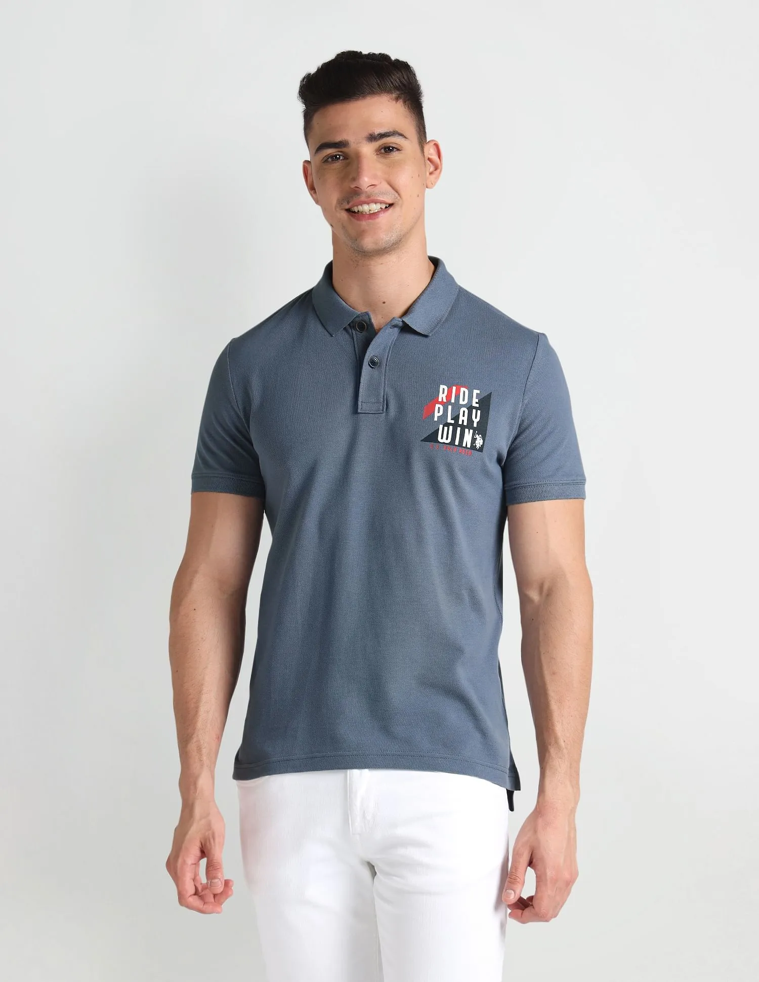 U.S. Polo Assn. Denim Co. Graphic Logo Muscle Fit Polo Shirt