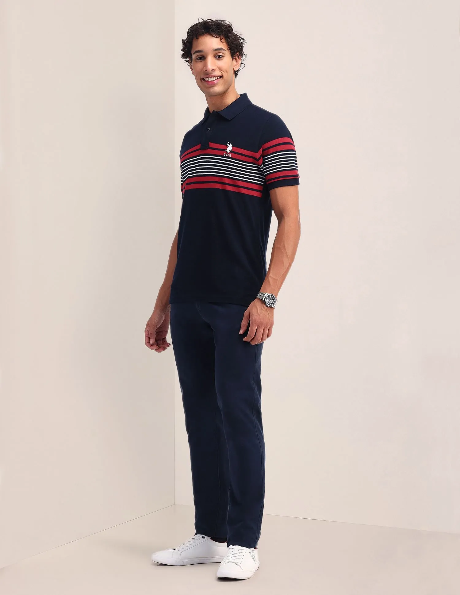 U.S. Polo Assn. Horizontal Striped Slim Fit Polo Shirt