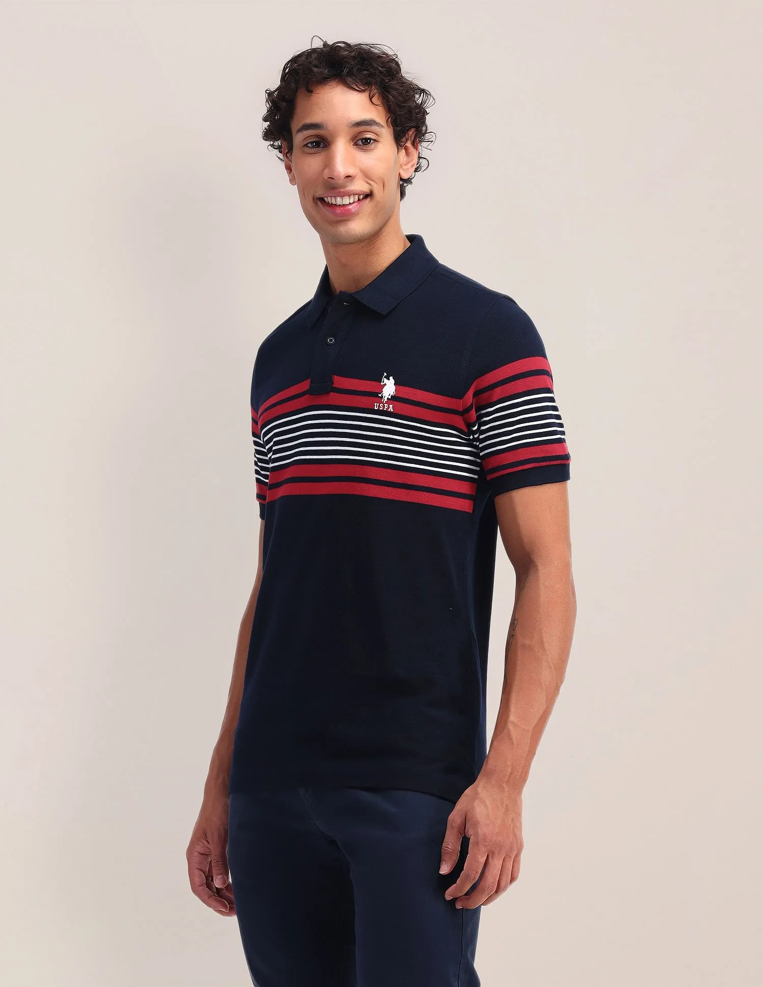 U.S. Polo Assn. Horizontal Striped Slim Fit Polo Shirt