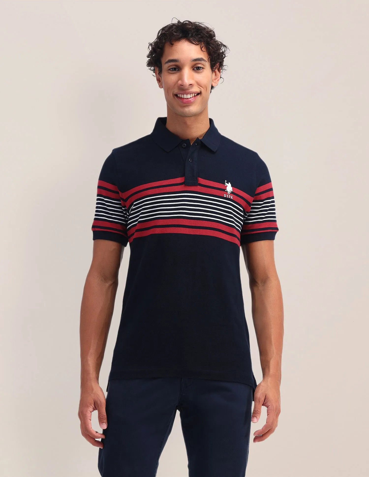 U.S. Polo Assn. Horizontal Striped Slim Fit Polo Shirt