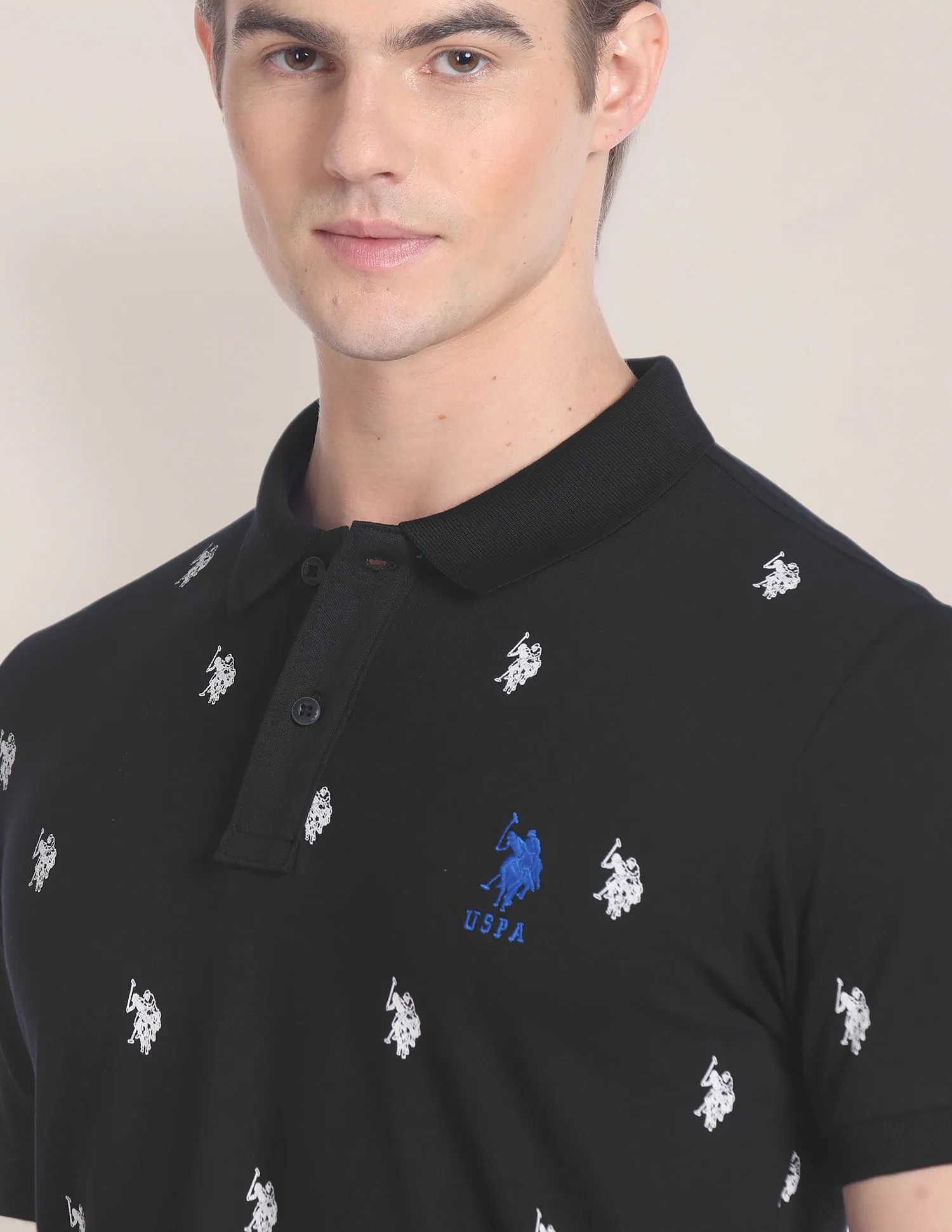 U.S. Polo Assn. Logo Print Slim Fit Polo Shirt