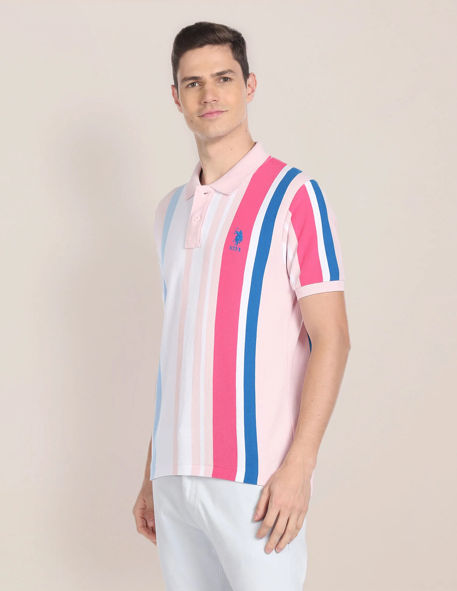 U.S. Polo Assn. Slim Fit Vertical Stripe Polo Shirt