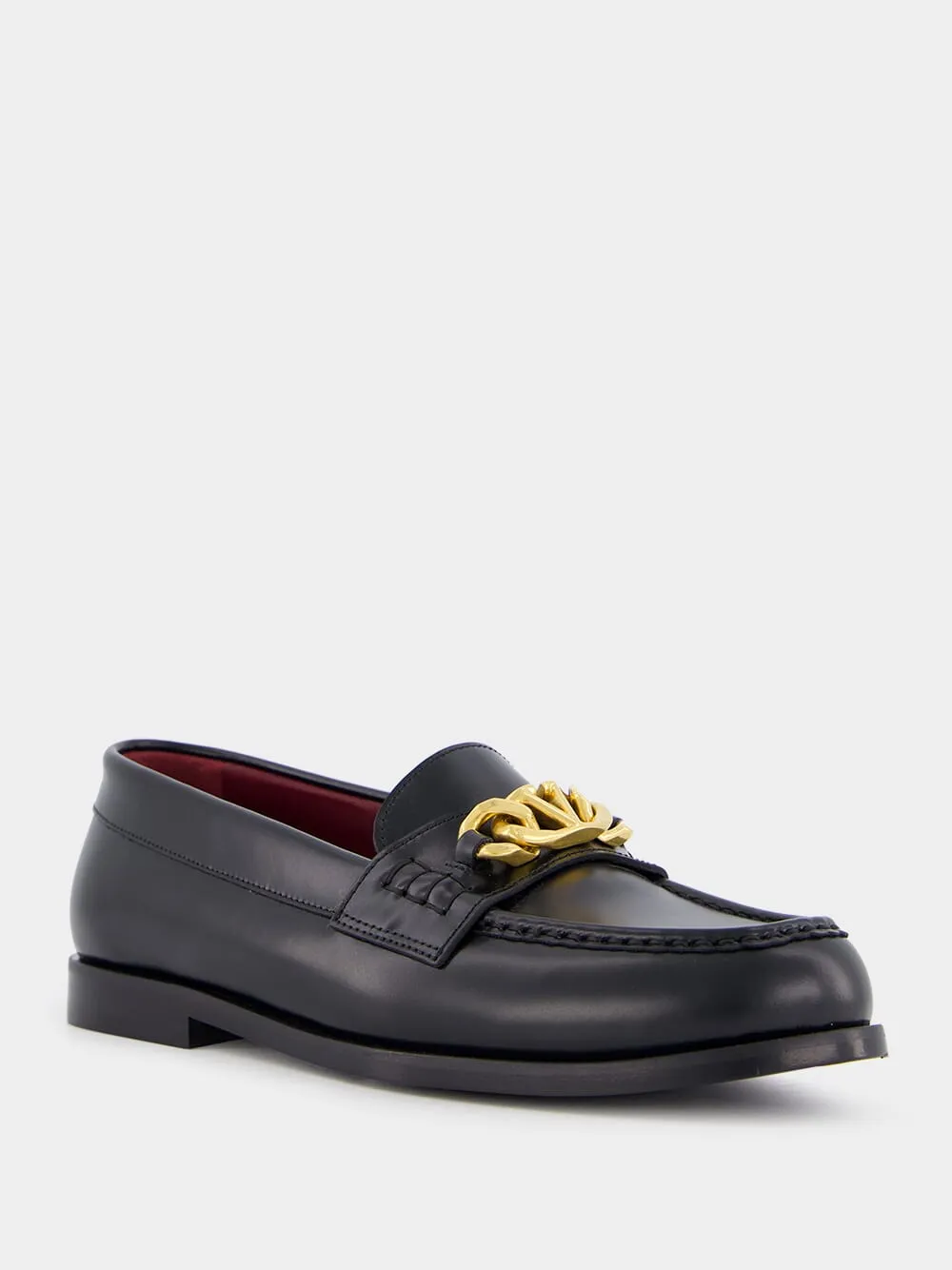 VLogo Chain Leather Loafers