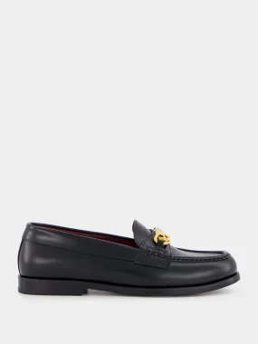 VLogo Chain Leather Loafers