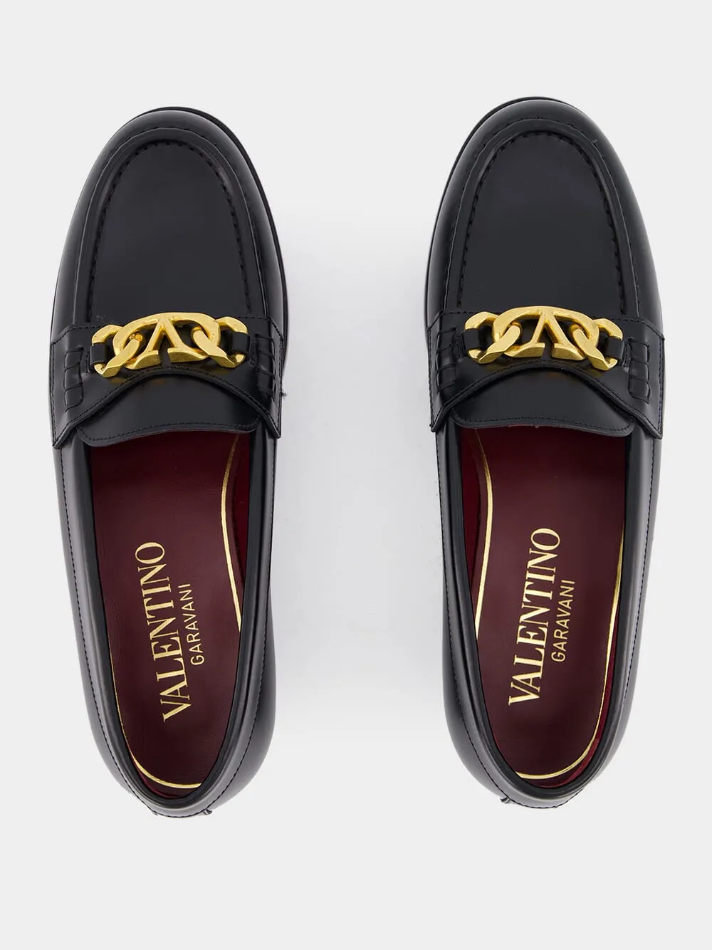 VLogo Chain Leather Loafers