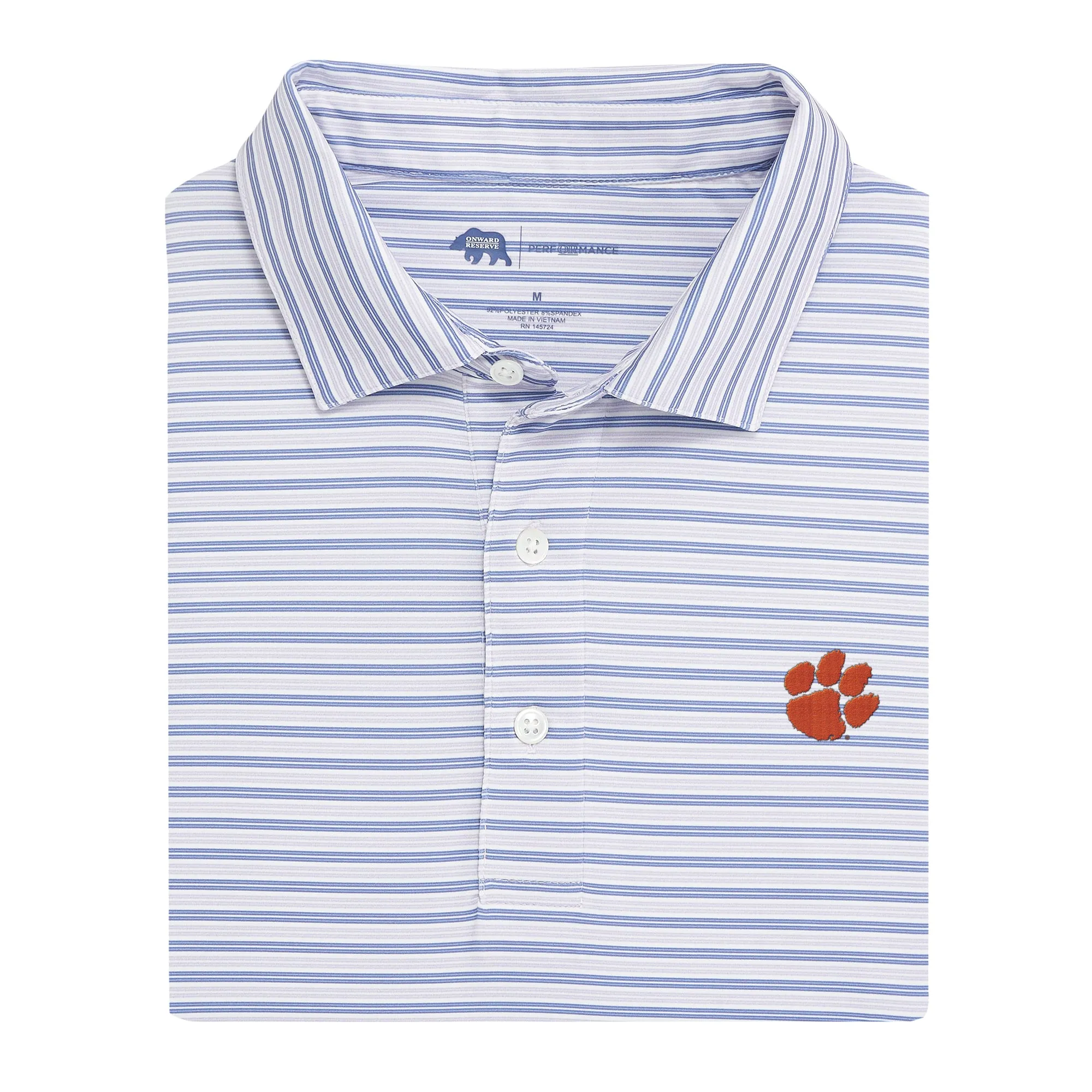 Wedge Stripe Clemson Performance Polo