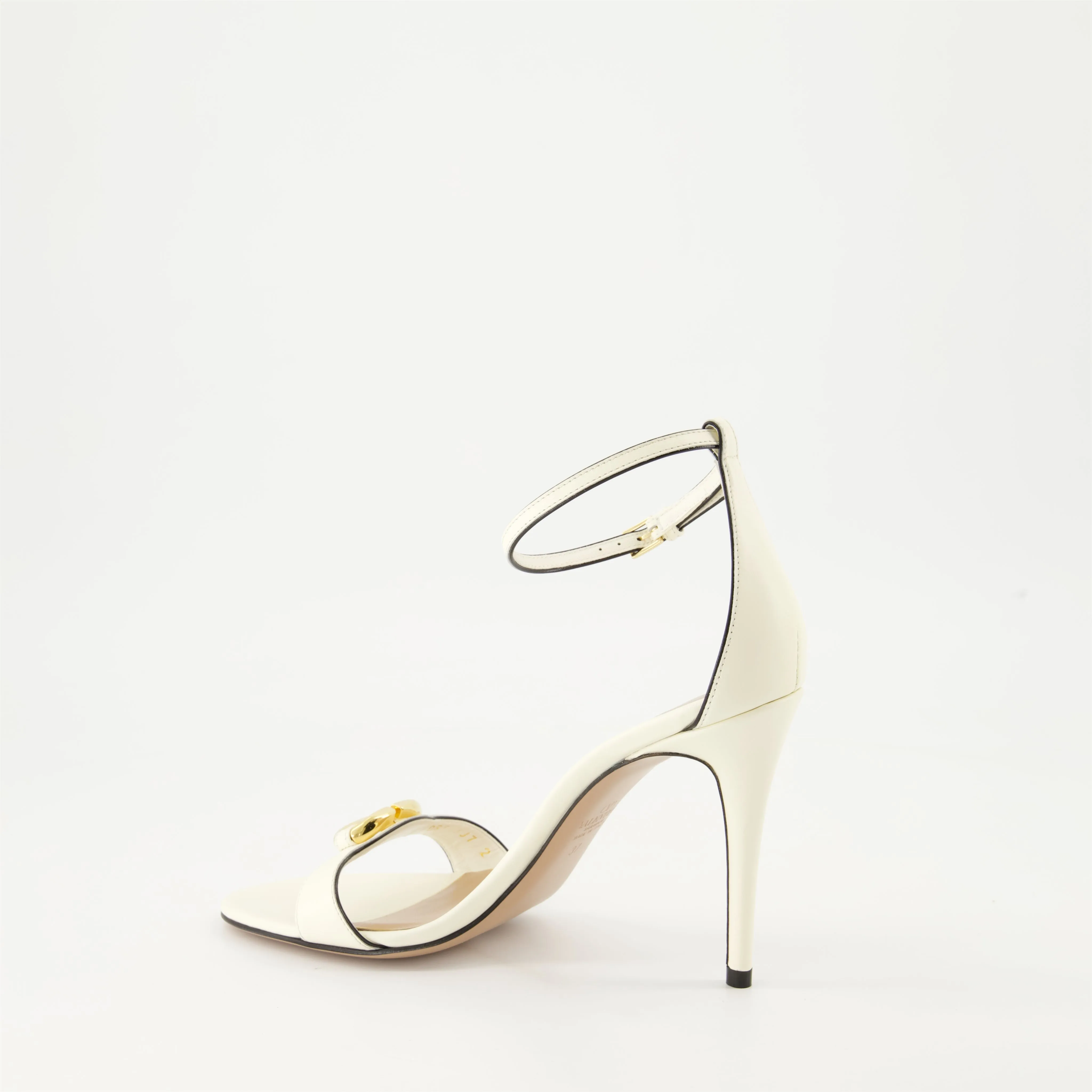 White Leather Heeled Sandals