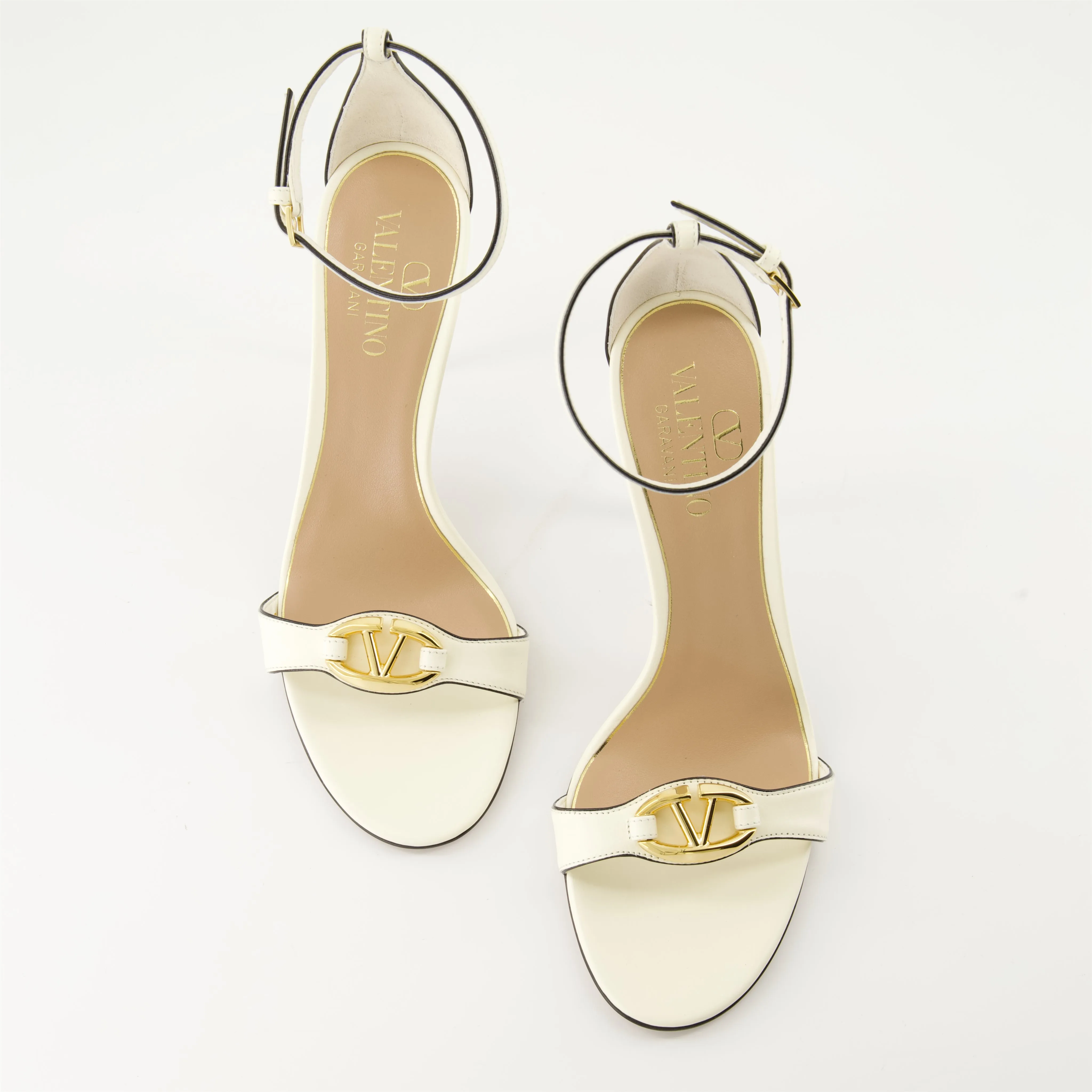 White Leather Heeled Sandals