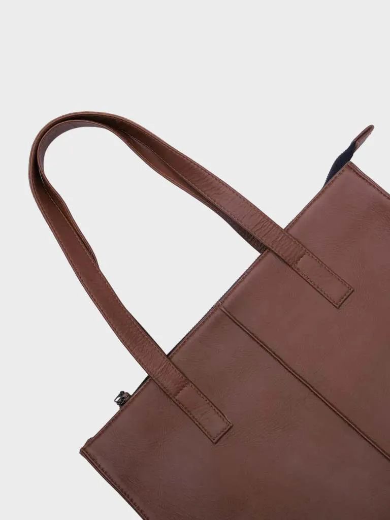 Women's Leather Tote Bag Tan Brown: Otago –