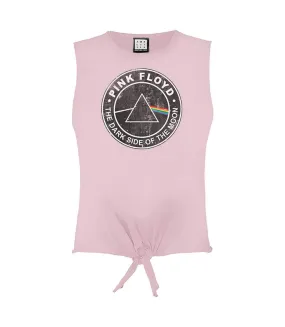 Womens/ladies the dark side of the moon pink floyd sleeveless crop top pink 182 Amplified