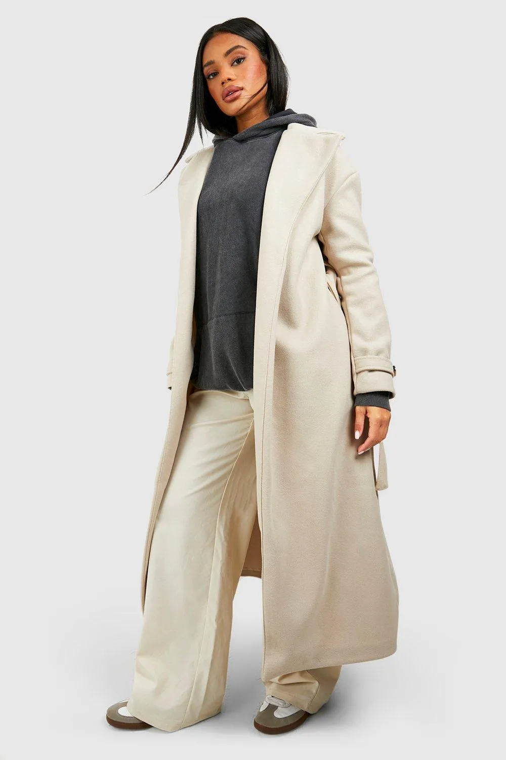 Wool Look Oversized Trench Coat